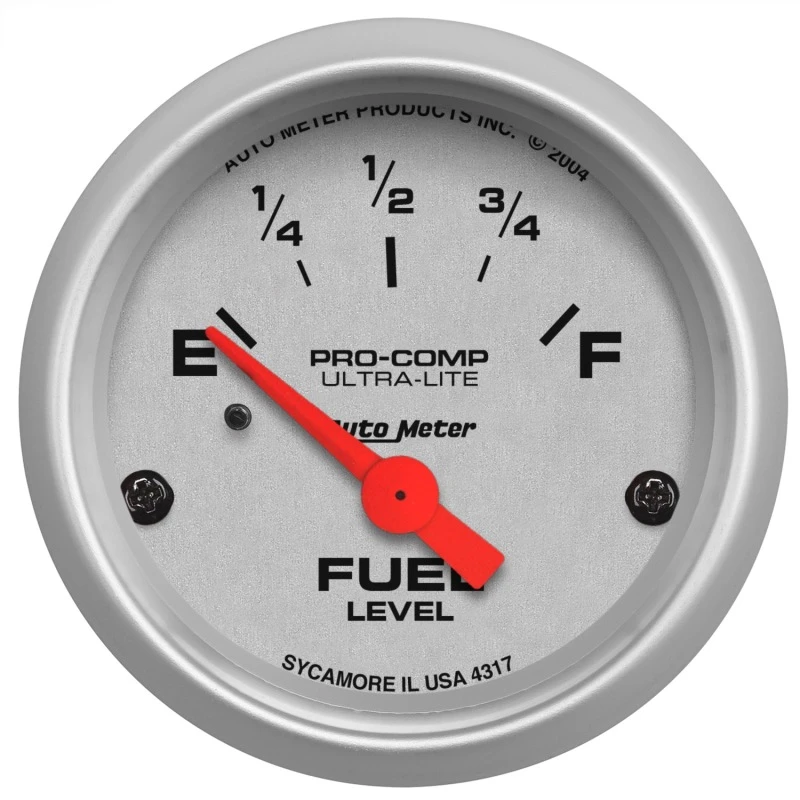 Autometer Ultra-Lite 52mm 0 OHMS Empty/30 OHMS Full Short Sweep Electronic Fuel Level Gauge