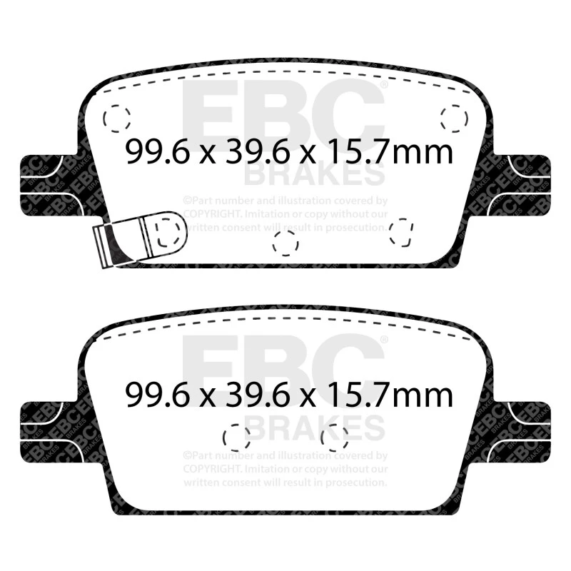 EBC 2016+ Chevrolet Malibu 1.5L Turbo (Mech PB) Greenstuff Rear Brake Pads