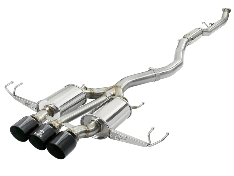 aFe Takeda 3 Zoll 304 SS Kat-Back-Auspuff mit Tri-Black-Tipps 17-18 Honda Civic Type R L4 2.0L (t)