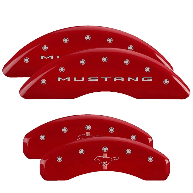 MGP 4 Bremse Caliper Abdeckungen Gravur Front 2015/Mustang Gravur Hinten 2015/Bar & Pony Rot/Silber 19in. Min