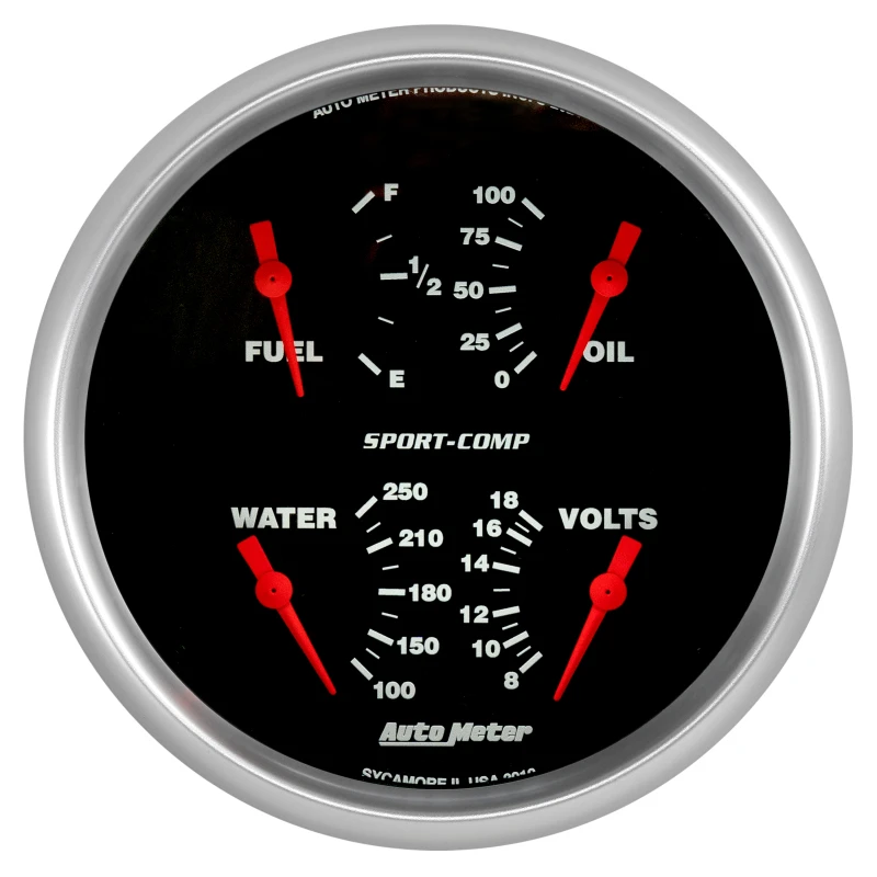 Autometer Quad 5in. 0-90 Ohm Electric Sport-Comp Gauge