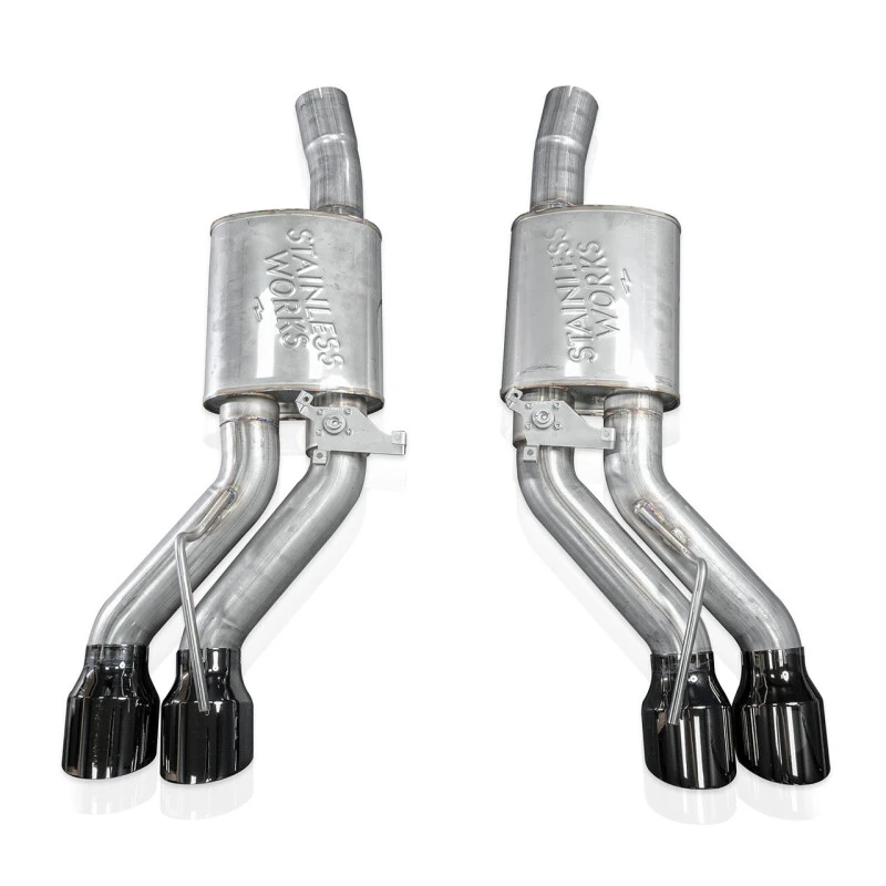 Stainless Works 22-25 Cadillac CT5-V Blackwing Axleback Exhaust - Black Chrome Tips