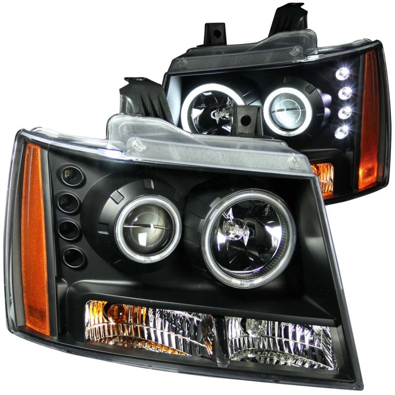 ANZO 2007-2013 Chevrolet Avalanche Projektor-Scheinwerfer mit Halo Schwarz (CCFL)