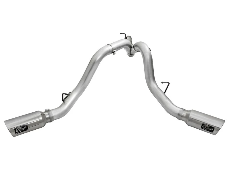 aFe Atlas Auspuff 4 Zoll Dual DPF-Back Al Stahl mit Polierten Endstücken 16-17 GM Diesel LKW V8-6.6L (td) LML