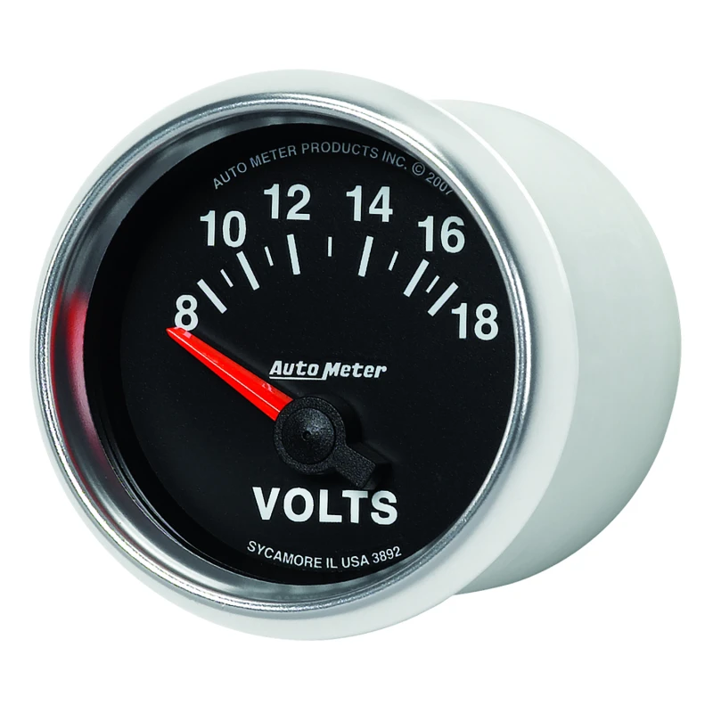 Autometer GS 52mm 8-18 Volts Short Sweep Electronic Voltmeter Gauge