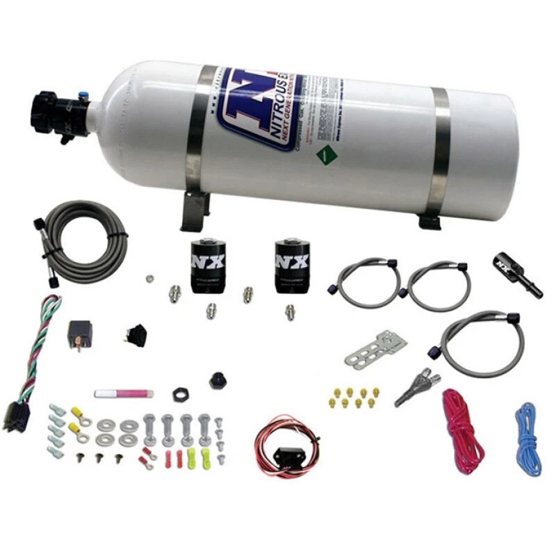 Nitrous Express 11-15 Ford Mustang GT 5.0L Coyote Single Nozzle Nitrous Kit (35-150HP) w/15lb Bottle