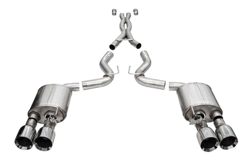 Corsa 20-22 Ford Mustang GT500 3.0in Dual Rear Exit Catback w/ Twin 5.0in Pol. Straight Cut Pro Tip