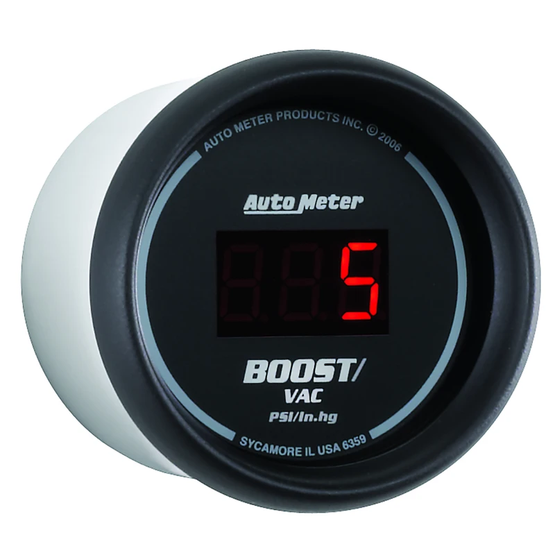 Autometer Black 52mm 30 In Hg.-Vac./30 PSI Digital Vacuum/Boost Gauge