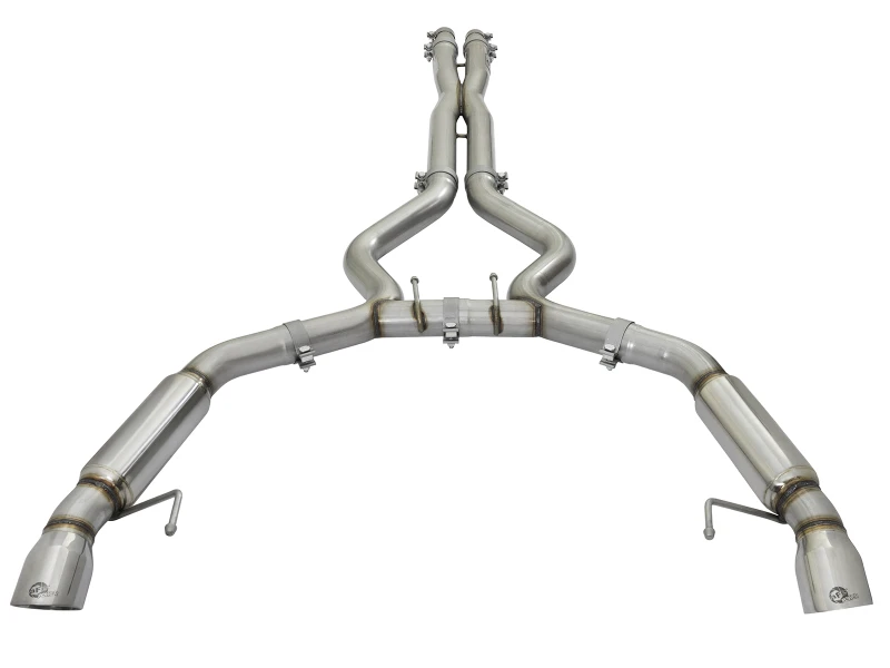 aFe MACHForce XP 3 Zoll Aggressiver Ton Cat-Back Auspuff mit Polierten Endrohren 15-17 Ford Mustang V6/V8