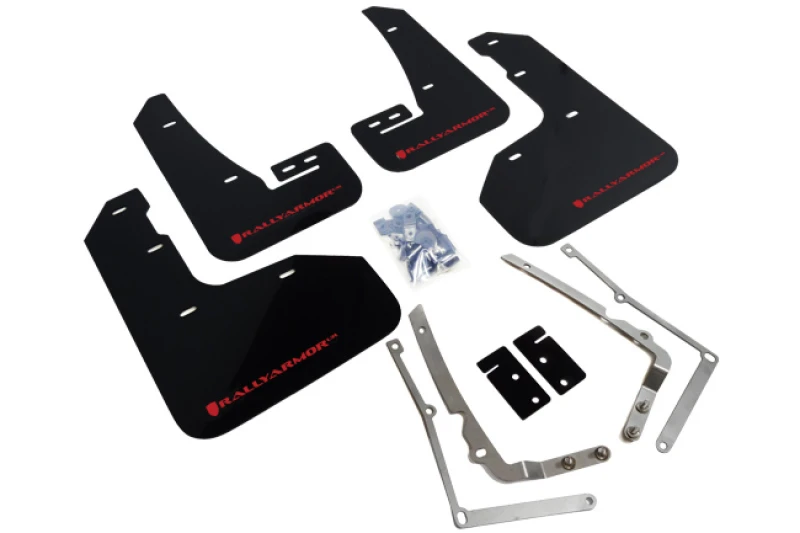 Rally Armor 15-17,5 MKVII VW Golf R Schwarz UR Schmutzfänger mit rotem Logo