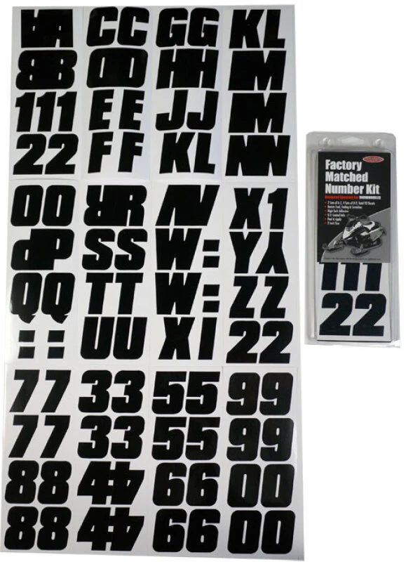 Hardline Snowmobile Lettering Registration Kit 2 in. - 500 Solid Black