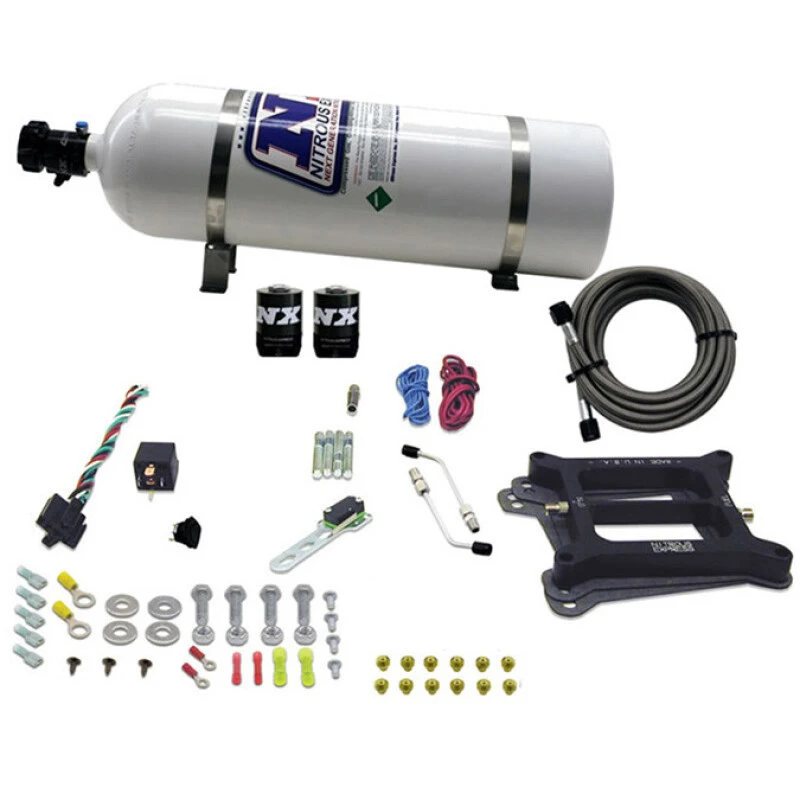 Nitrous Express 4150 4-BBL/Alcohol Nitrous Kit (50-300HP) w/15lb Bottle