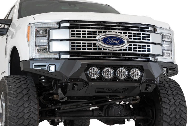 Addictive Desert Designs Bomber Front Bumper for 2017-2022 Ford Super Duty with 4 Rigid 360 6in Mounts