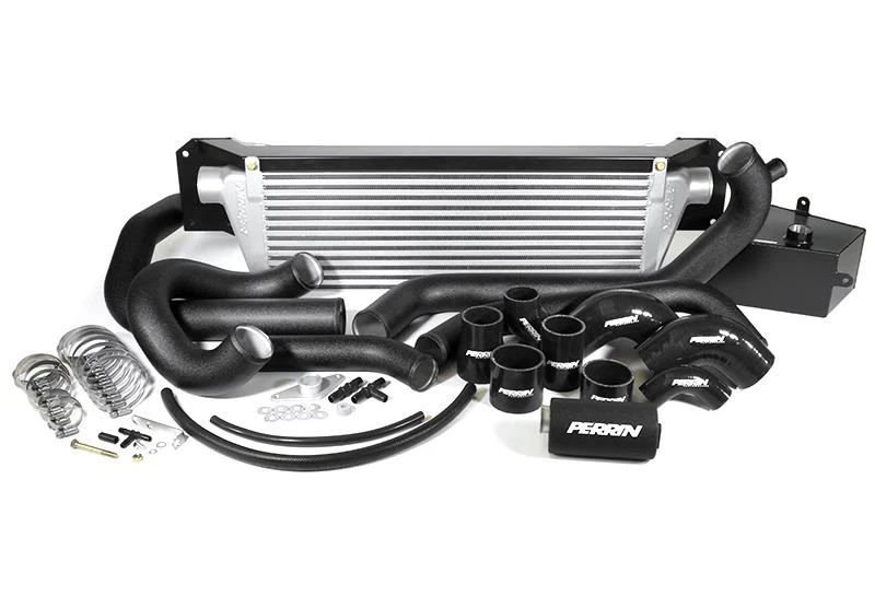 Perrin Performance Schwarze Boost-Rohre mit schwarzen Silikon-Kupplungen für 15-21 Subaru STI FMIC