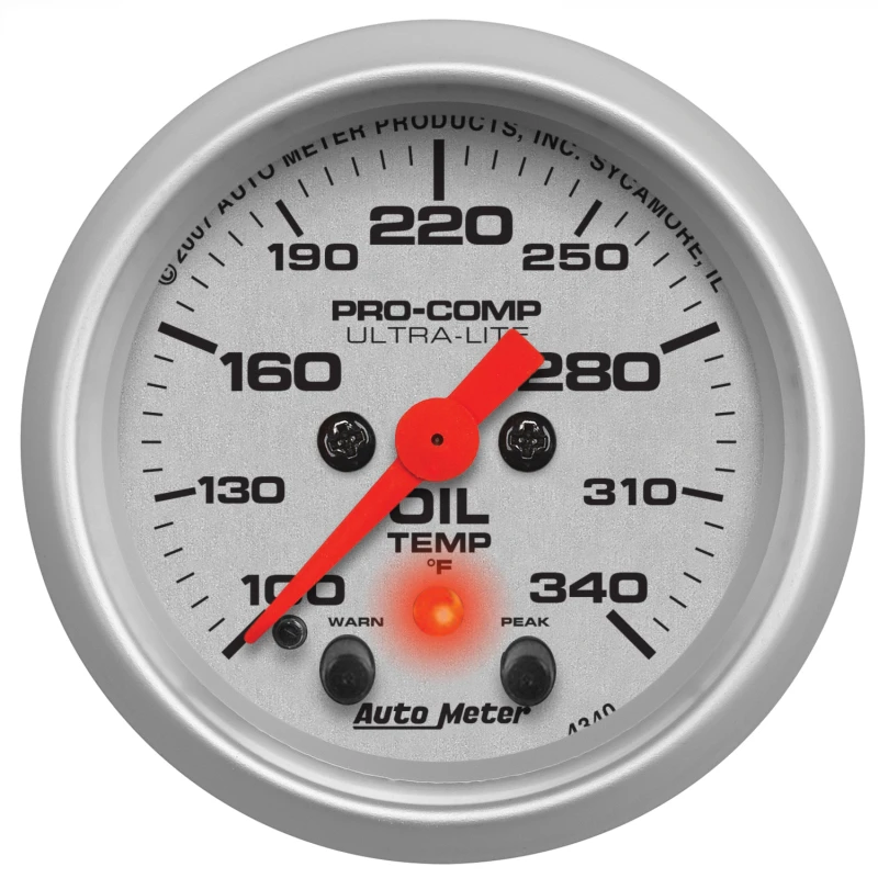 Autometer Ultra-Lite 2-1/16in. / 340 Degree F (Stepper Motor w/Peak & Warn) Oil Temperature Gauge