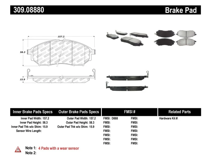 stoptech_309.08880-67950717b5722 StopTech Performance 06-08 350Z w/ Std Brakes / 06-08 Infiniti G35 Front Brake Pads