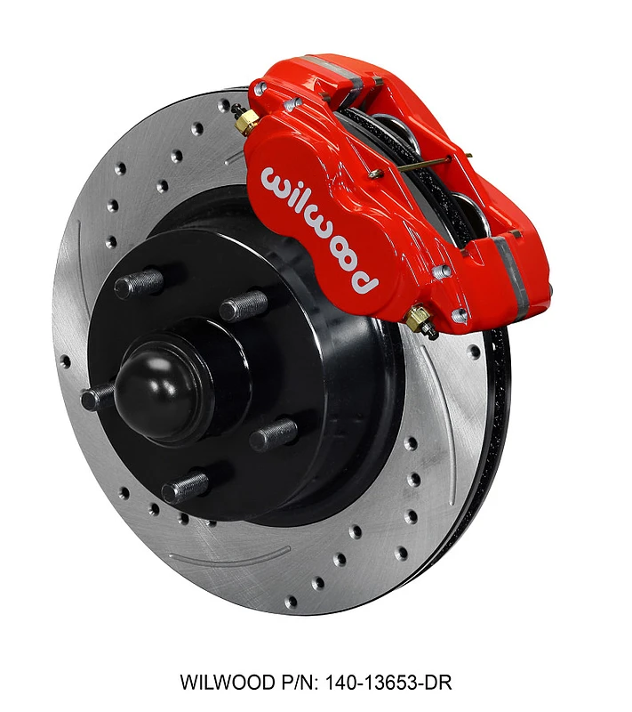 Wilwood Forged Dynalite-M Vorderkit 11,30 Zoll 1-Teil-Rotor&Hub Bohrung-Rot 60-68 Ford / Mercury Vollgröße