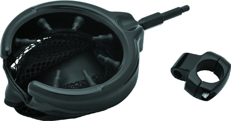 Kuryakyn Drink Holder with Mesh Basket 1 inch Clamp Gloss Black