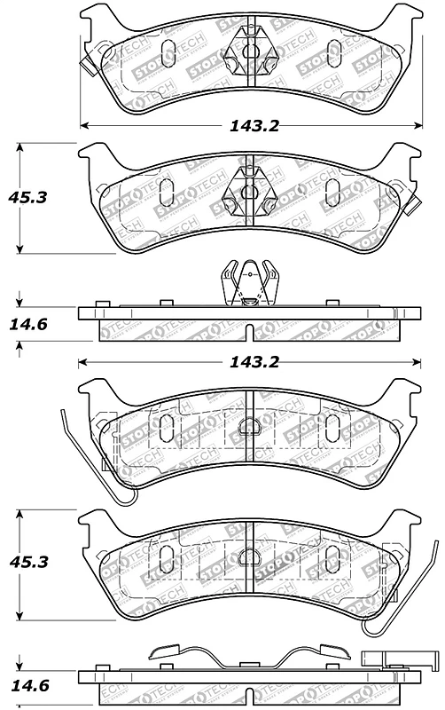 StopTech Sport Brake Pads w/Shims and Hardware - Rear