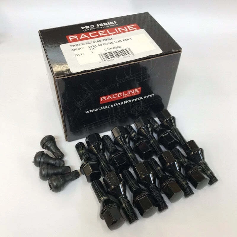Raceline 12x1.50 1.1in Black Lug Bolts