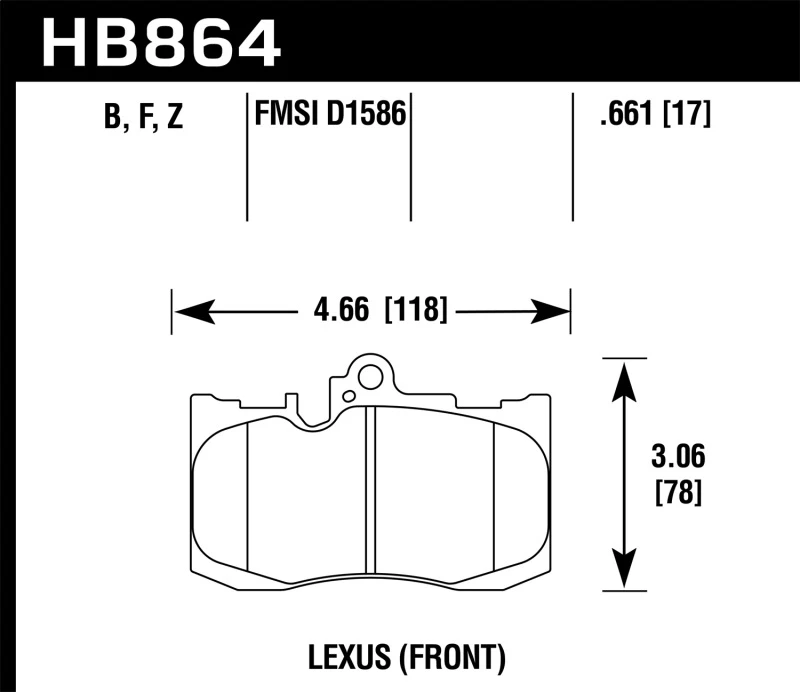 hawk-performance_HB864F.661-6793423022d98 Hawk 13-17 Lexus GS350/GS350 F Sport / 12-17 Lexus IS350 HPS Straßen-Bremsbeläge vorne