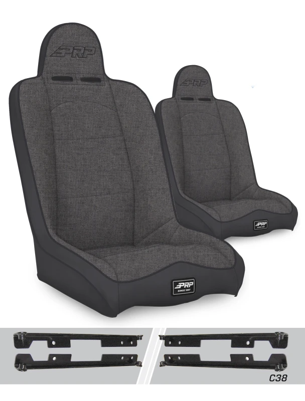 PRP Jeep Wrangler JK/JKU Daily Driver High Back Suspension Seats Kit (Pair) - Gray