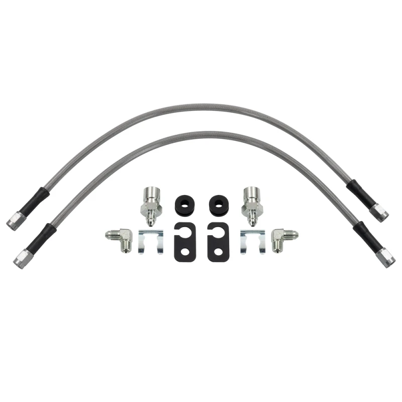 Wilwood flexline kit 18IN OAL M12X1.0 IF 90 deg 1/8-27 NPT -3 W/FLAT bracket