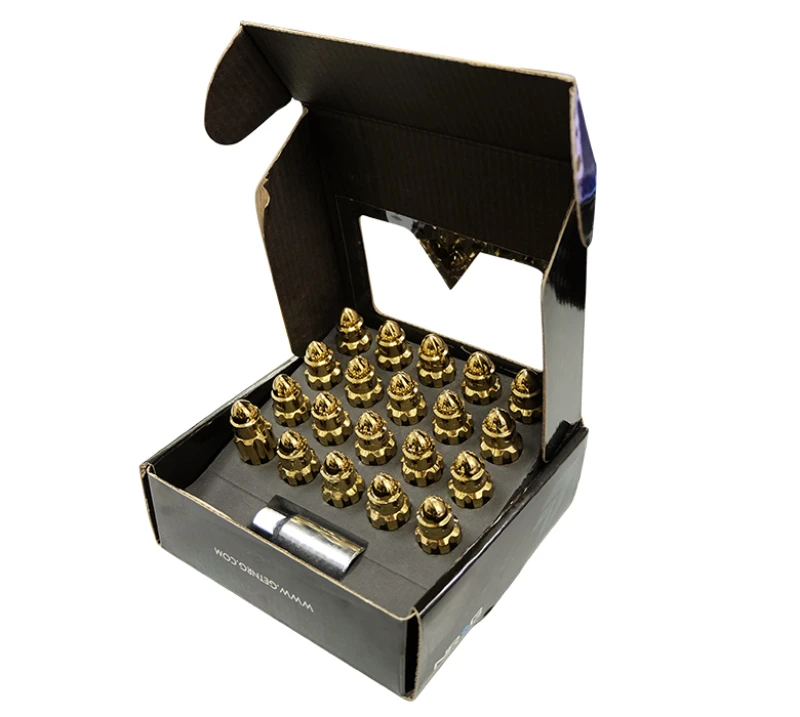 NRG 500 Series M12 X 1.5 Bullet Shape Steel Lug Nut Set – 21 Stück mit Schlüssel – Chrome Gold