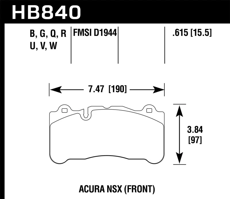 Hawk 2017 Acura NSX DTC-60 Straßen-Bremsbeläge vorne