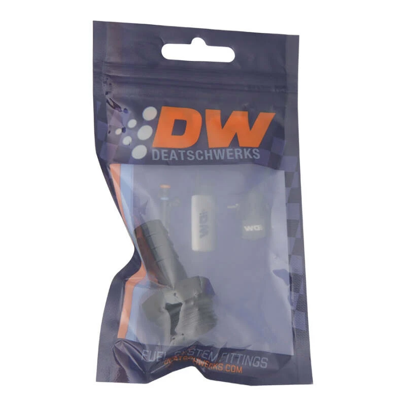 DeatschWerks 10AN ORB-Männlich auf 1/2 Zoll-Männlich Triple-Barb-Fitting (inkl. O-Ring) - Anodisiert Matt Schwarz