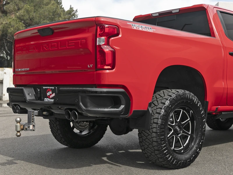 aFe Vulcan Serie 3in 304 SS Auspuff-System Cat-Back mit schwarzen Endrohren 2019 GM Silverado/Sierra 1500 V8-5.3L