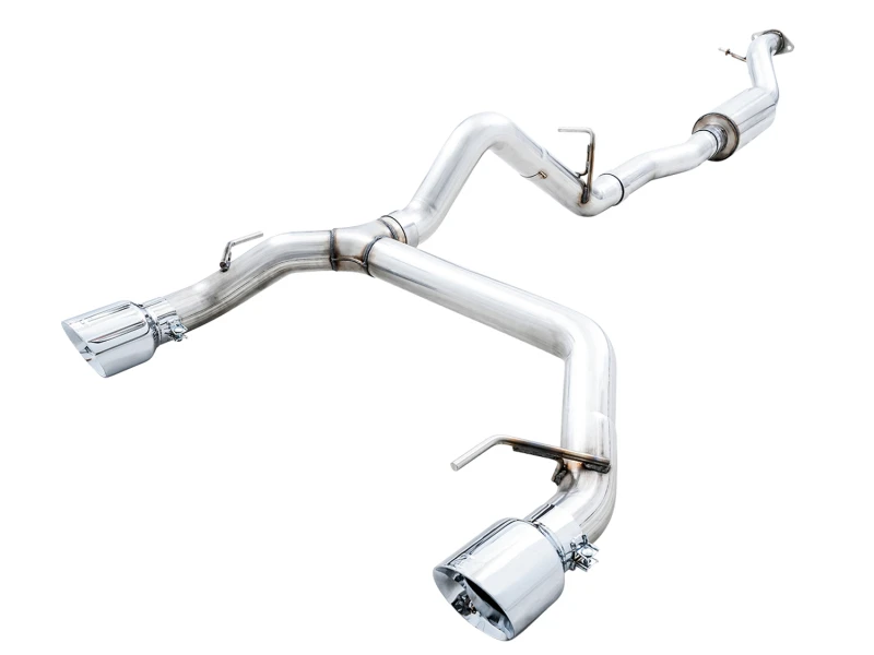 AWE Tuning 2021+ Ford Bronco 0FG Dualer Auspuff mit Chrome-Silber-Spitzen und Bash Guard