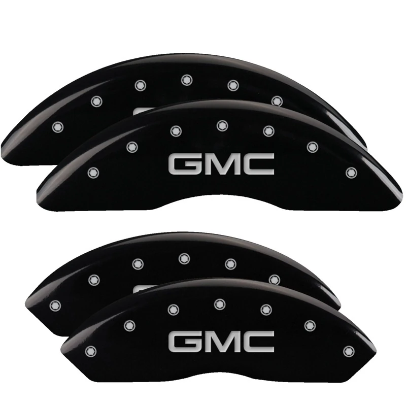mgp_34210SGMCBK-67974cc887b1d MGP 4 Bremse Caliper Abdeckungen Graviert Vorne & Hinten GMC Schwarz finish silber ch