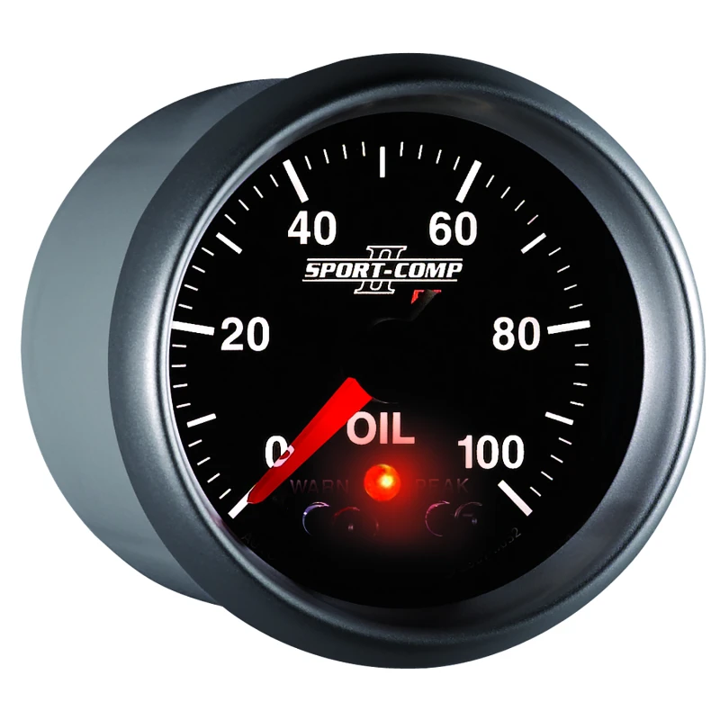 Autometer Sport-Comp II 52.4mm 0-100 PSI Oil Pressure Peak & Warn w/ Electronic Control Gauge