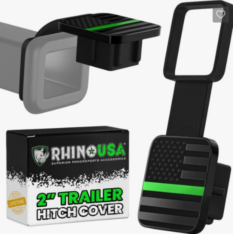 Rhino USA 2In American Flag Hitch Cover – Black & Green