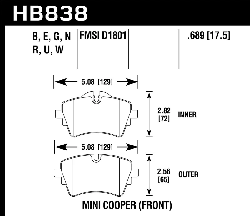 Hawk 14-17 Mini Cooper S HPS 5.0 Vordere Bremse Pads