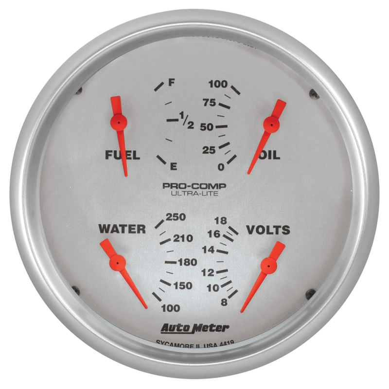 Autometer Ultra-Lite Quad Gauge 5in. 0 Ohm (E) - 90 Ohm (F) Electric