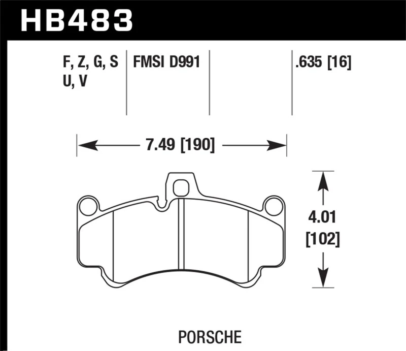 Hawk 05-08 Porsche 911 3.6L Carrera Keramik-Verbundbremsen vorne ER-1 Bremsbeläge