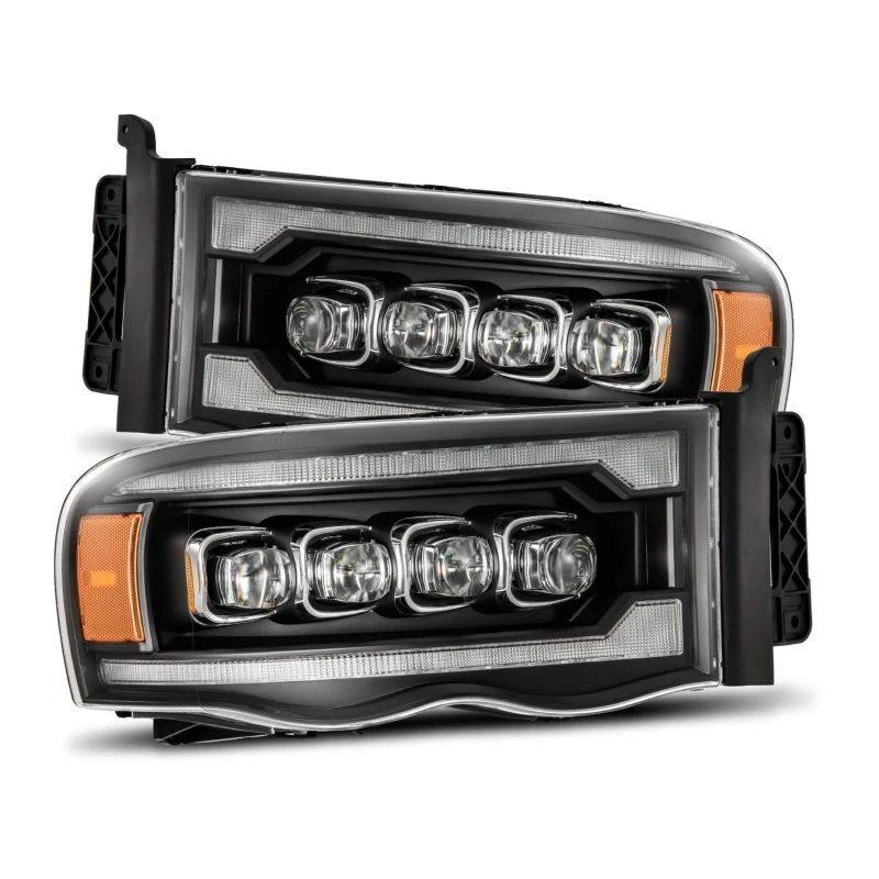 AlphaRex 02-05 Dodge Ram 1500 NOVA LED Proj Scheinwerfer Plank Style Schwarz mit aktivem Licht/Seq Signal