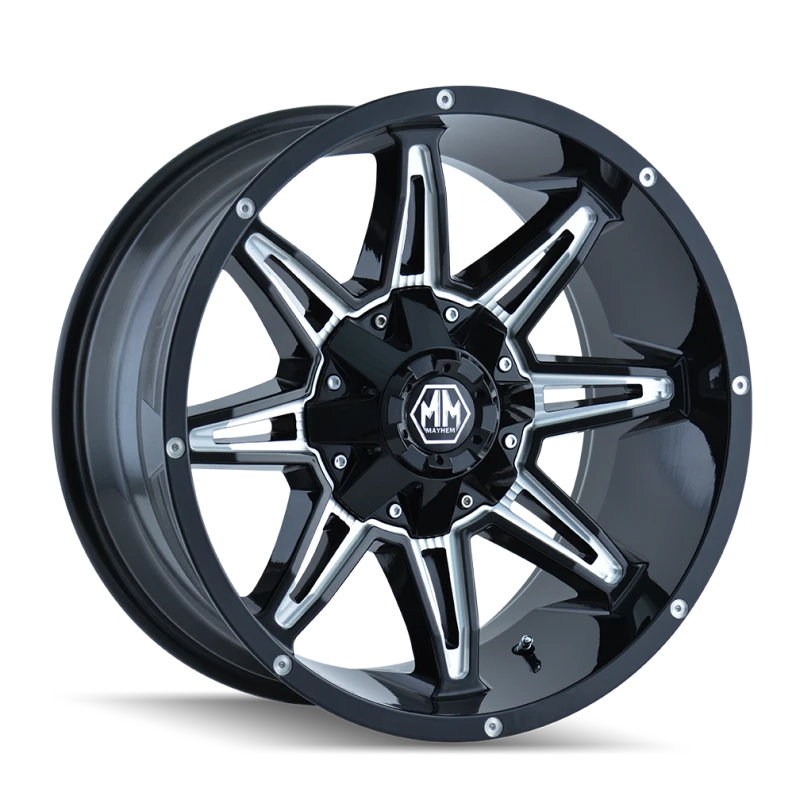 Mayhem 8090 Rampage 18x9 / 6x135 BP / 18mm Offset / 106mm Hub Black w/ Milled Spokes Wheel