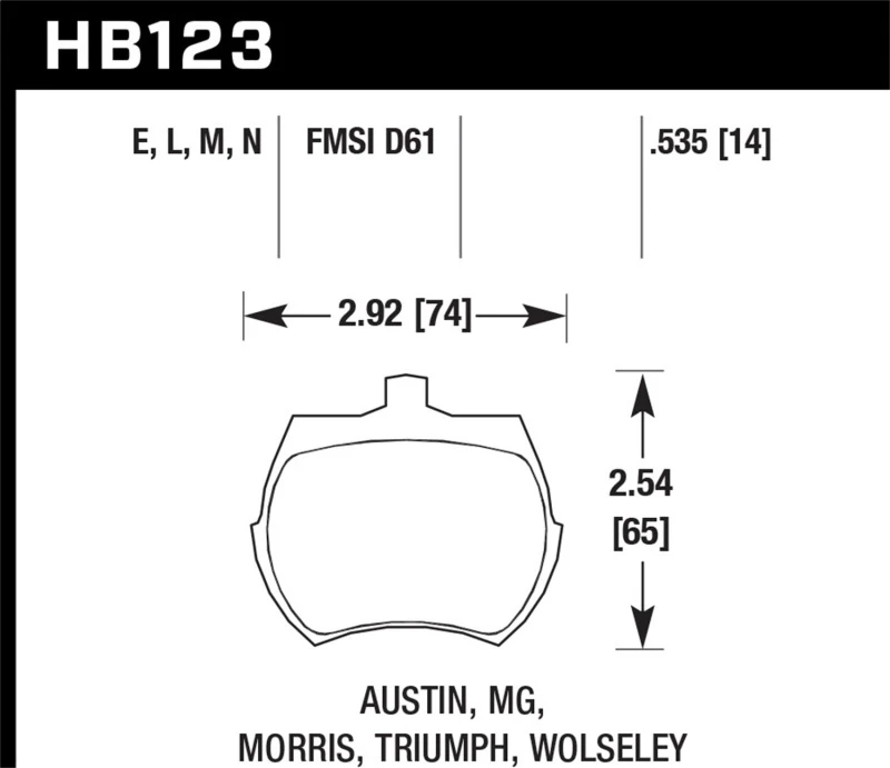 Hawk 64-70 Austin Healey Sprite Vorder-ER-1 Bremse Beläge