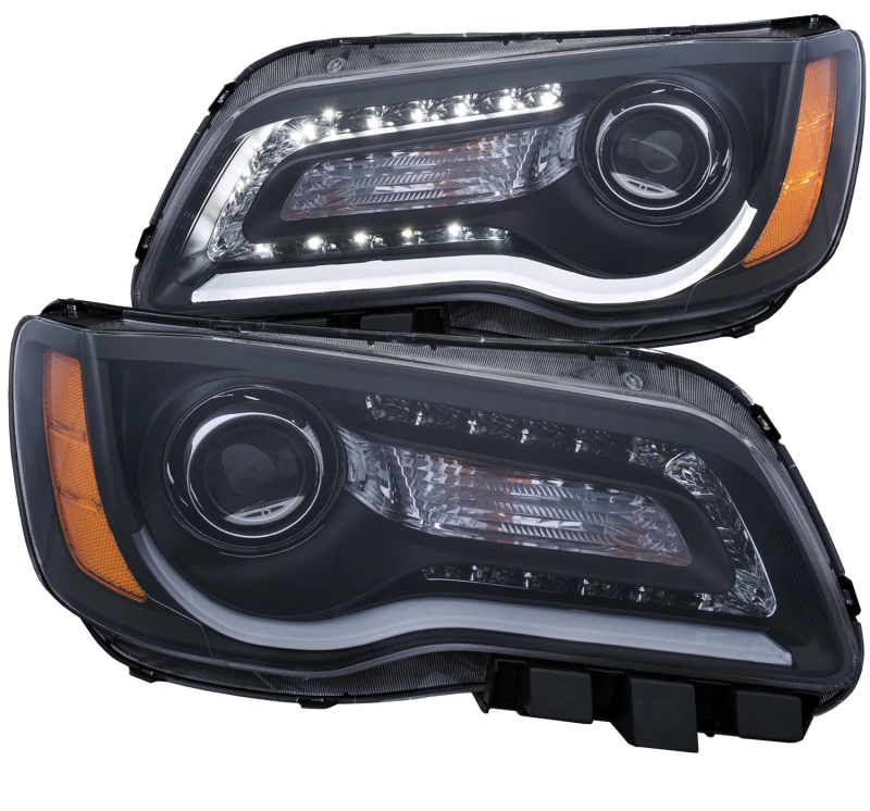 ANZO 2011-2014 Chrysler 300 Projektor-Scheinwerfer mit Plank-Design Schwarz