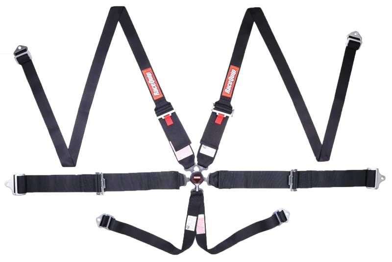 RaceQuip Black SFI CAMLOCK 6pt PU Lap HNR Seat Belt