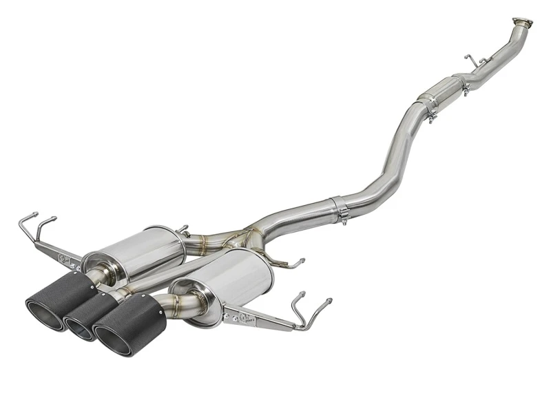 aFe POWER Takeda 2-1/2in auf 2-1/4in 304SS Catback Dual-Exit Auspuff 17+ Honda Civic Type R mit CF-Tips