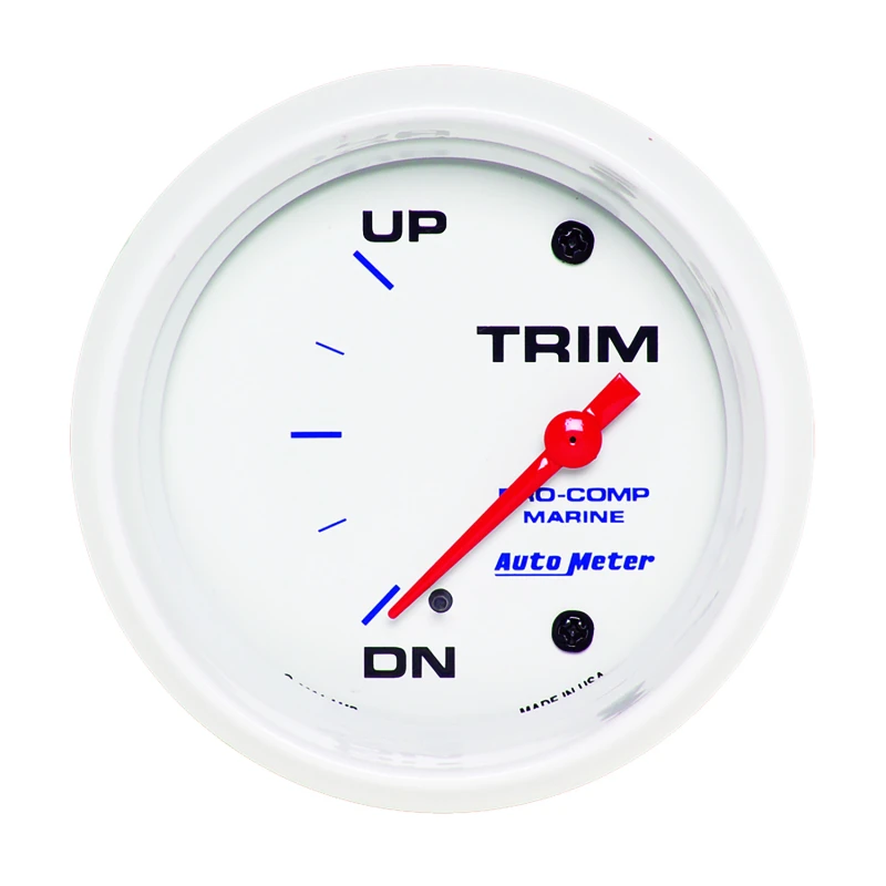 Autometer Marine White Gauge 2-5/8in Electric Trim Level Gauge 0OHM Down - 90OHM Up
