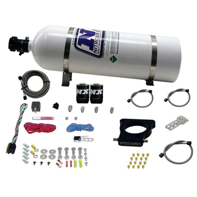 Nitrous Express GM LS 78mm 3-Bolt Nitrous Plate Kit (50-350HP) w/15lb Bottle