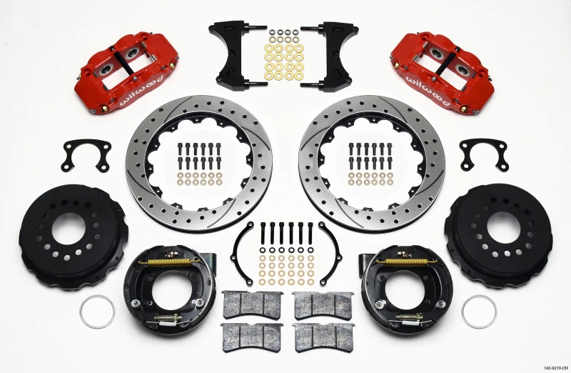 Wilwood Narrow Superlite 4R Bremse Kit 12,88 Zoll gebohrt rot Big Ford New Style 2,36 Zoll Offset