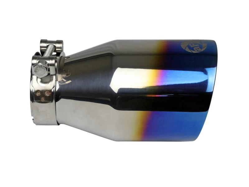 aFe Mach Force XP 304 Edelstahl-Klemm-Auspuff-Endstück 2,5 Zoll Einlass / 4 Zoll Auslass - Blaue Flamme