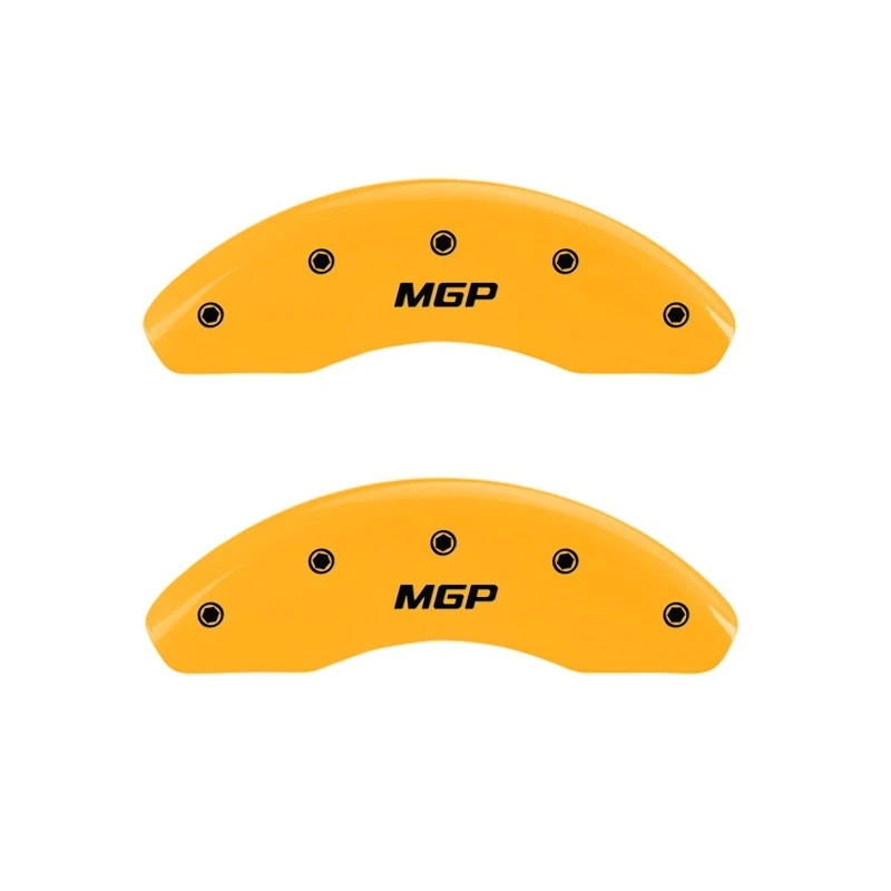 MGP Vordere Set 2 Bremse Caliper Abdeckungen Graviert Vorne MGP Gelb Finish Schwarz Zeichen