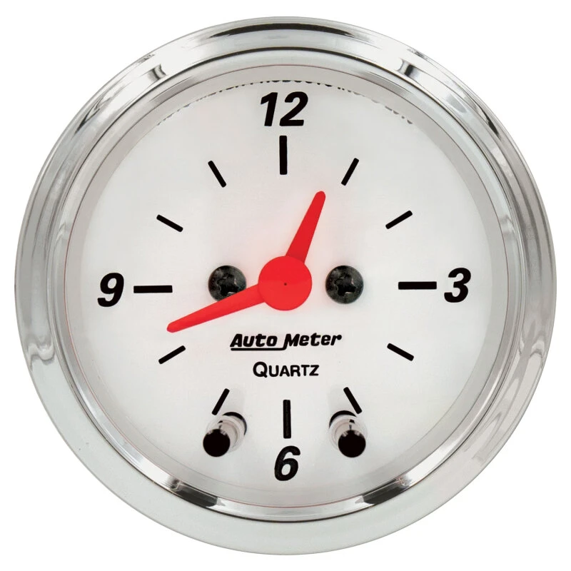 Autometer Arctic White 2-1/6in 12 Hour Analog Clock Gauge